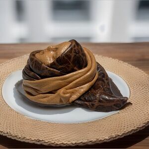 Vintage Hand Tooled Leather Brooch Pin Human Face Tribal Ethnic Artist Signed